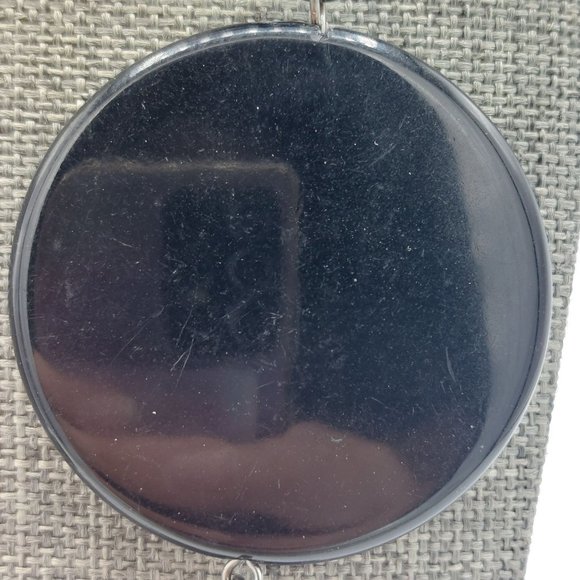 Black Necklace Faceted Resin Beads Large Link Chain Light Weight 24" Silver Tone - Picture 3 of 10